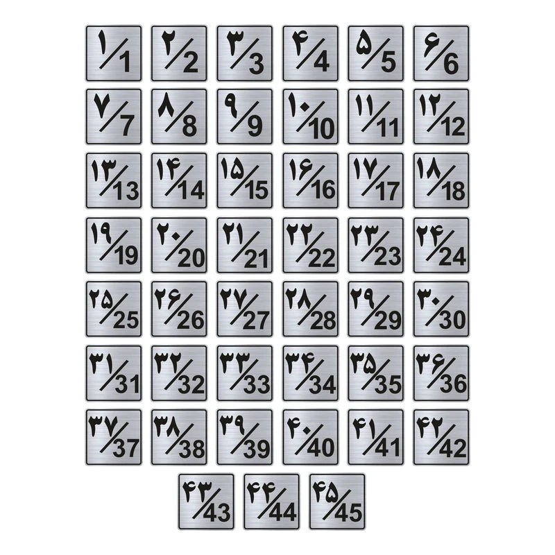 تابلو راهنما طرح پلاک اعداد مدل GNS1245 مجموعه 45 عددی