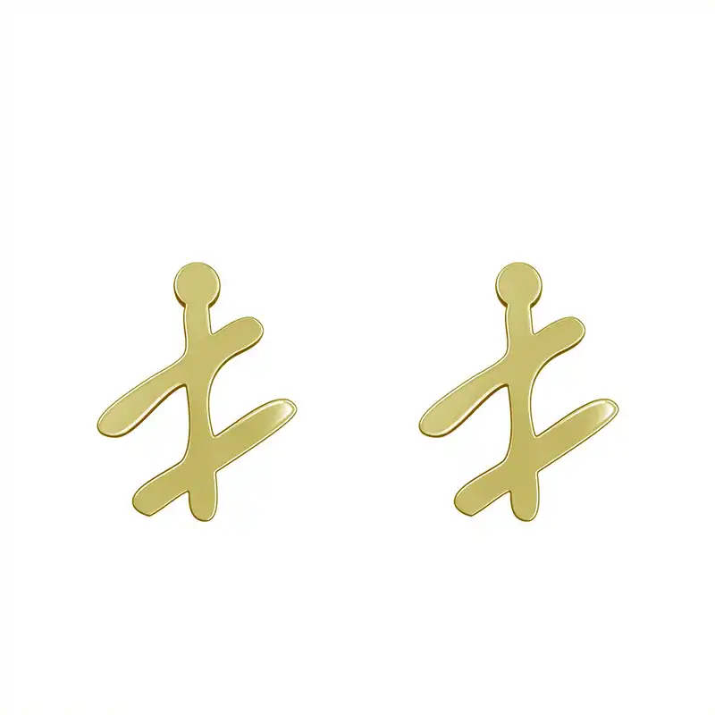 گوشواره طلا 18 عیار زنانه مدوپد مدل هندسی کد GA1-16162