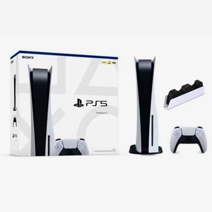 مجموعه کنسول بازی سونی مدل PlayStation 5 disck ظرفیت 825 گیگابایت ریجن 1216A  به همراه استند شارژ دو دسته همزمان