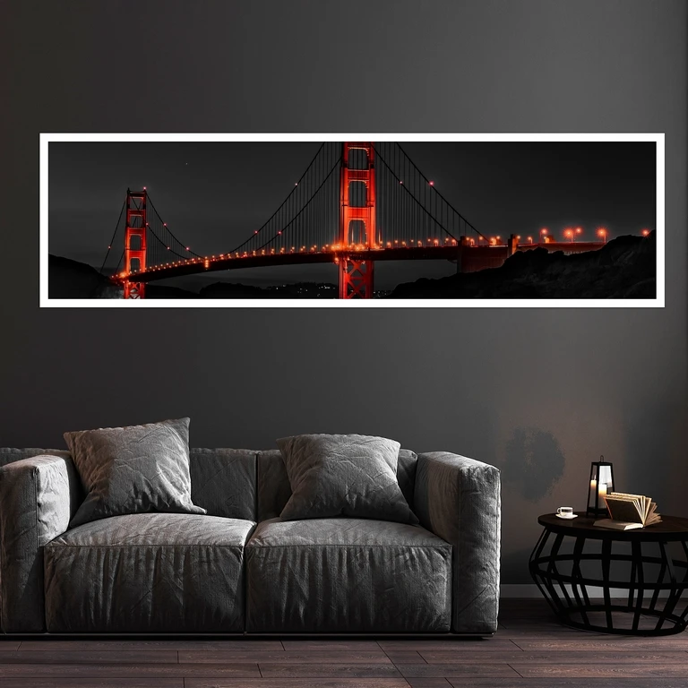 تابلو بکلیت طرح پل گلدن گیت مدل کشیده W-7449