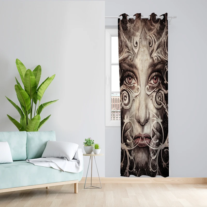 پرده طرح چهره مدل مخمل پانچی کد 2210 z سایز 140x200 سانتی متر