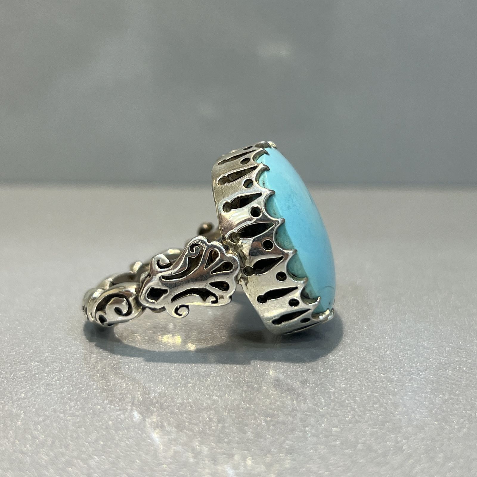 انگشتر نقره مردانه مدل اسپرت با نگین فیروزه نیشابوری 142 - - 6