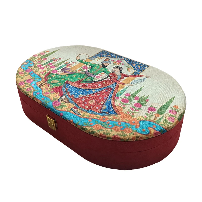 جعبه هدیه مدل OVAL-1 طرح زن و مرد قاجاری