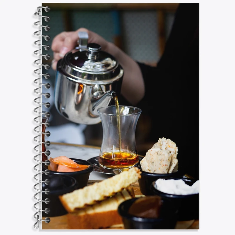 دفتر زبان 50 برگ خندالو مدل سه خط طرح چای و کافه کد F1491