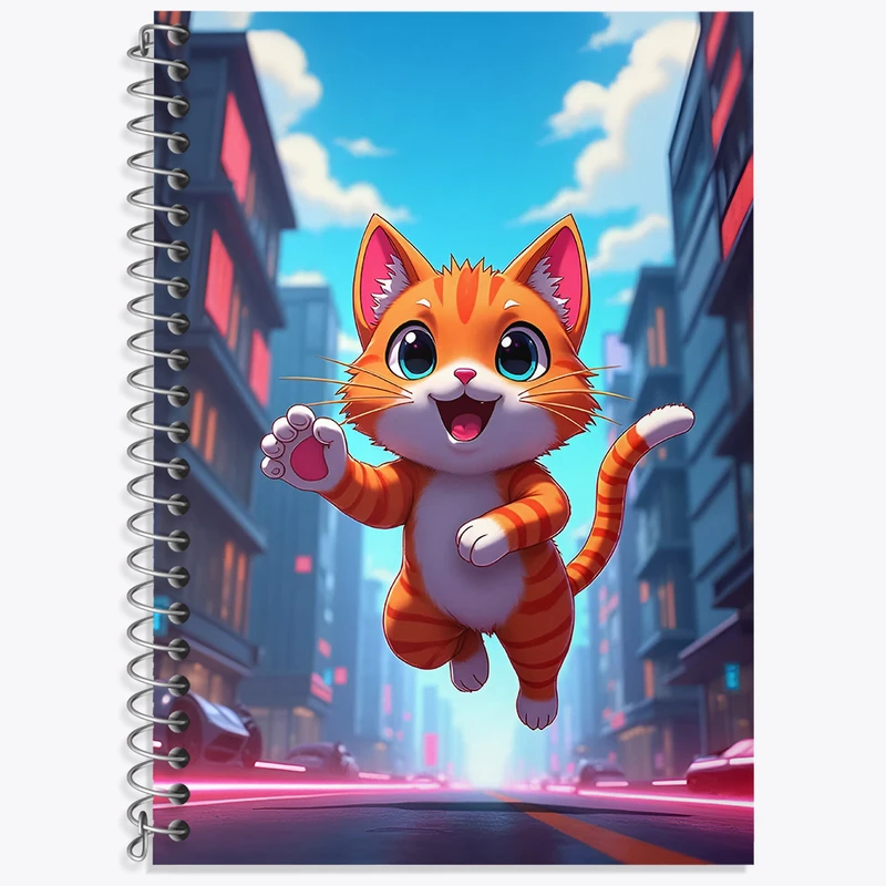 دفتر زبان 50 برگ خندالو مدل سه خط طرح گربه بامزه کد N3345