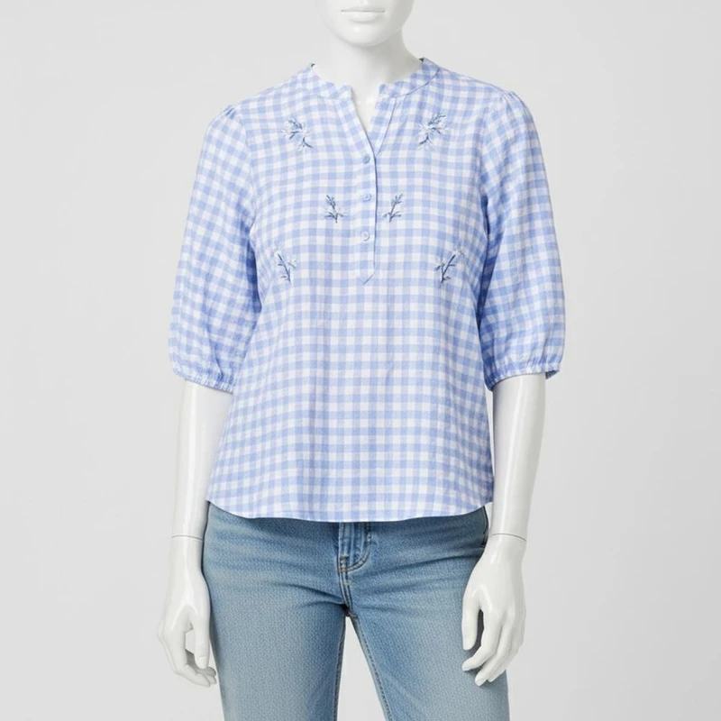 بلوز آستین سه ربع زنانه ال سی وایکیکی مدل Embrio6076