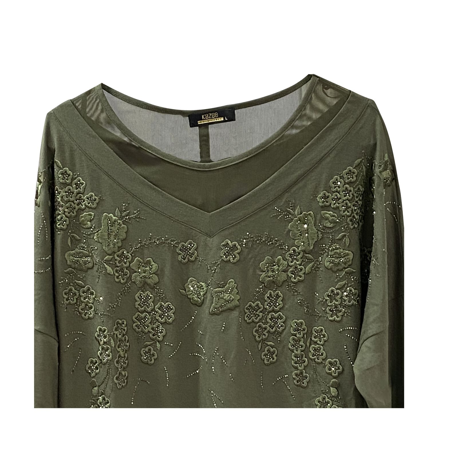 بلوز آستین بلند زنانه کازه مدل گل برجسته - - 3