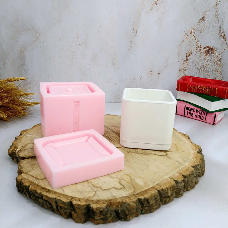 قالب کوشا اکسسوری مدل گلدان طرح مربع کفی دار بسته 2 عددی