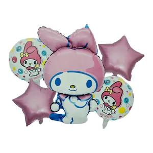 بادکنک فویلی مدل کرومی مای ملودی کد Kuromi5pcB6  مجموعه 5 عددی