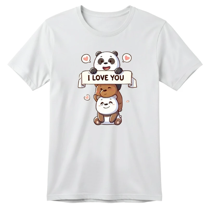تی‌شرت آستین کوتاه بچگانه مدل سه خرس عاشق کد v4 