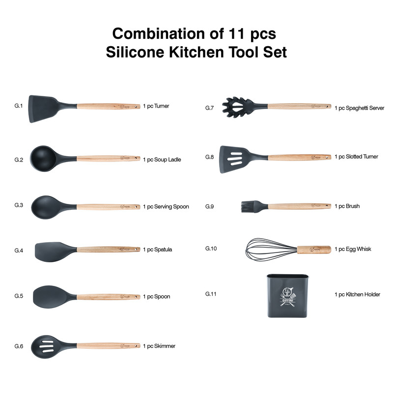 سرویس کفگیر و ملاقه 11 پارچه جی فی نی مدل G-H-11