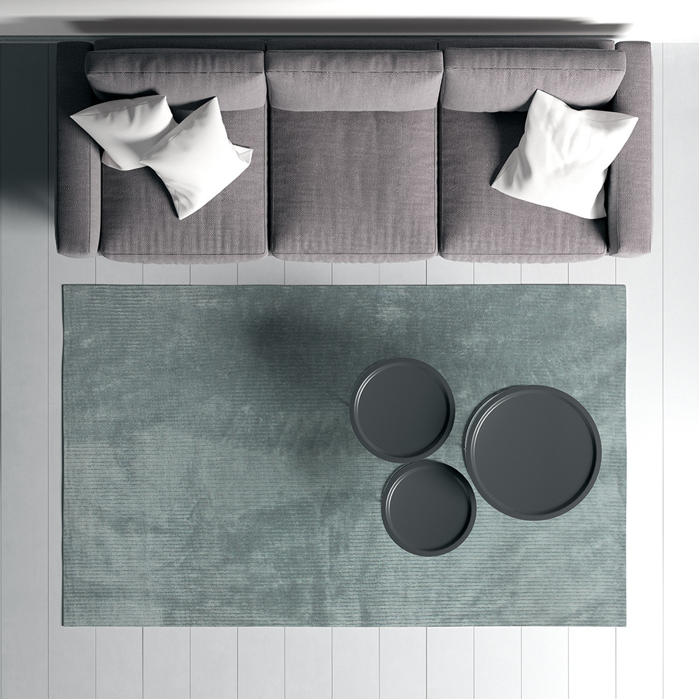 فرش پارچه ای شاران هوم مدل 3 لایه اسفنج دار طرح مخملی راه راه فانتزی زمینه طوسی