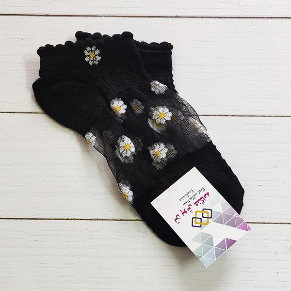 جوراب ساق کوتاه زنانه تن پوش هنگامه مدل شیشه ای گل بابونه کد bl11 -  - 2