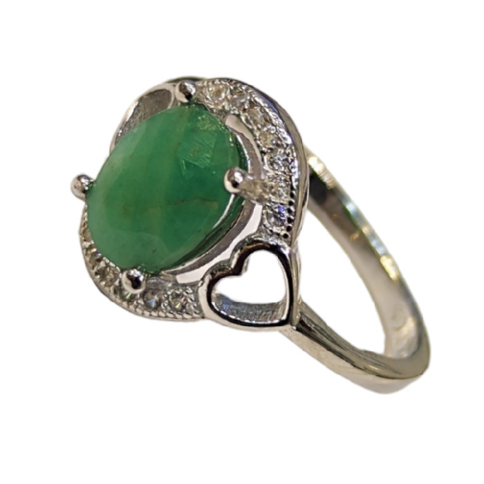 انگشتر نقره زنانه مدل سنگ زمرد آفریقایی کد 588