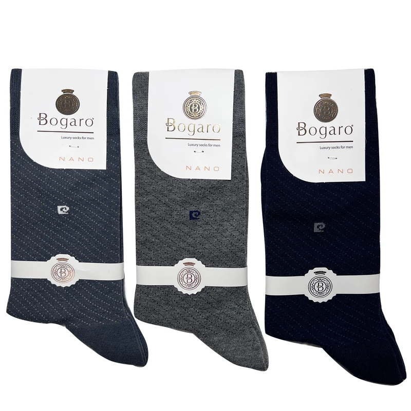 جوراب ساق بلند مردانه بوگارو مدل 01 کد B-0437-1 بسته 3 عددی