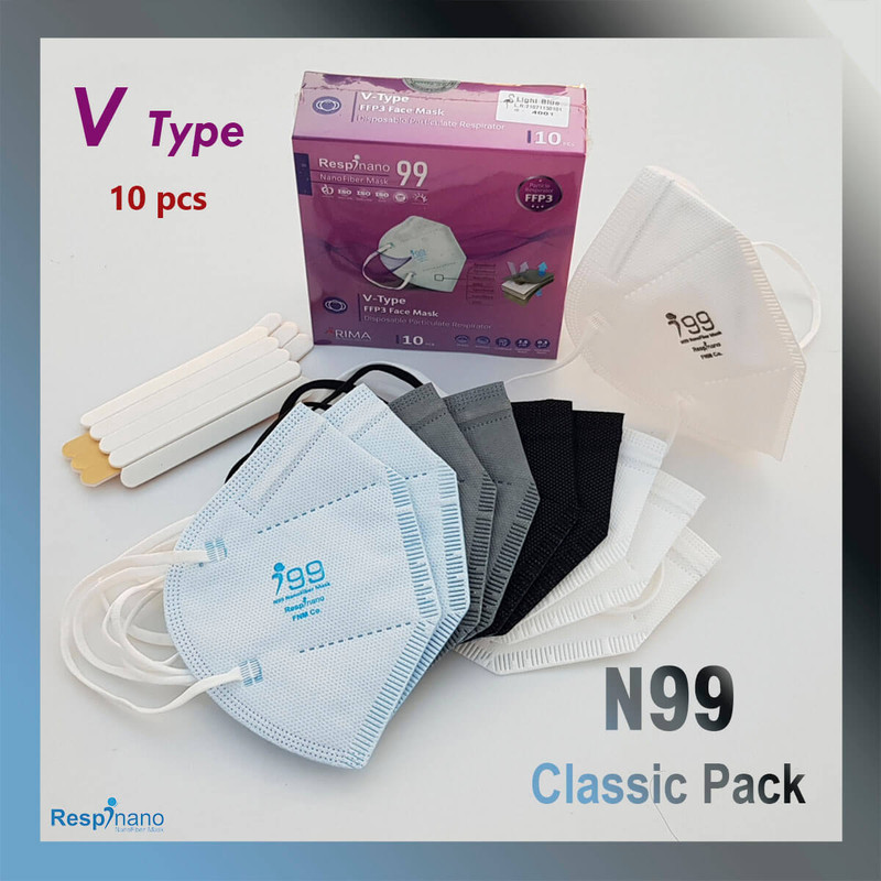 ماسک تنفسی ریما مدل وی تایپ N99 نانوالیاف کد Classic-N99 بسته 10عددی ماسک تنفسی ریما مدل وی تایپ N99 نانوالیاف کد Classic-N99 بسته 10عددی