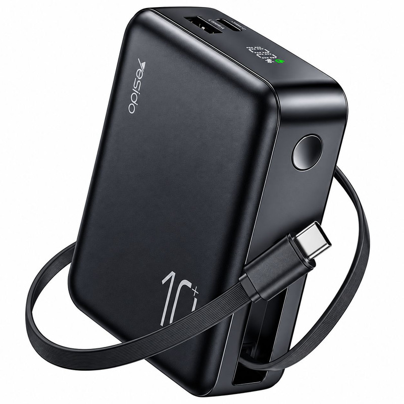 پاوربانک 22.5 وات یسیدو مدل YP70 ظرفیت 10000 میلی آمپر ساعت به همراه کابل USB-C