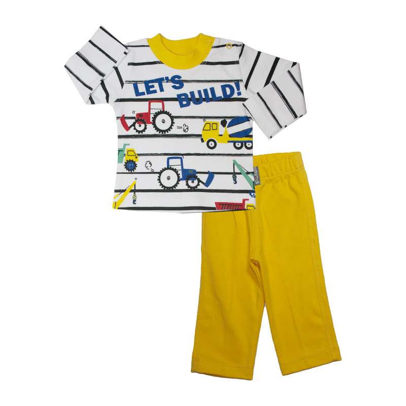 ست تیشرت و شلوار نوزادی  آدمک کد 1105021 رنگ زرد