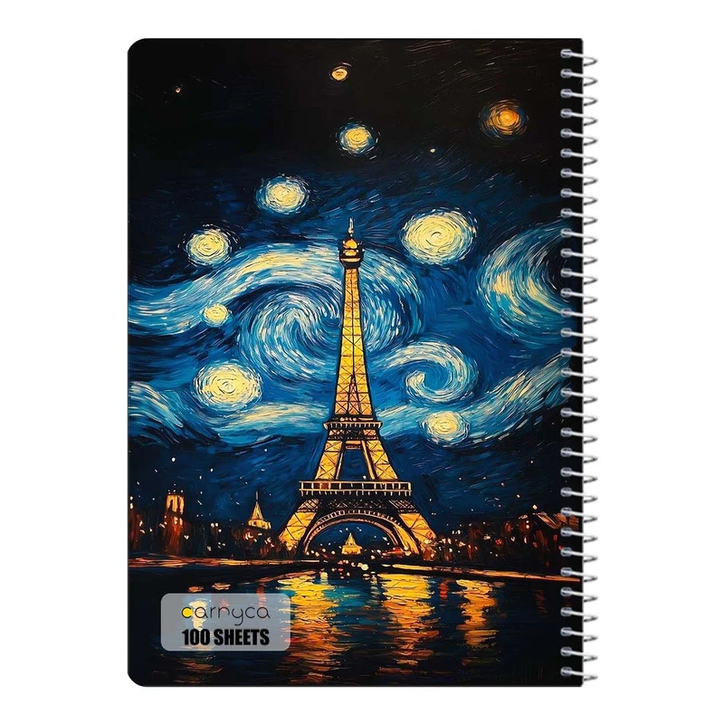 دفتر مشق 100 برگ سیمی کارنیکا طرح شب پرستاره فانتزی ون گوگ Fantasy Starry Night Van Gogh کد 62859
