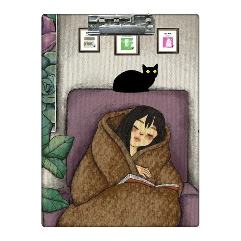 تخته شاسی طرح دختر سرمایی و کتابخوانی کد  6319349 سایز A4