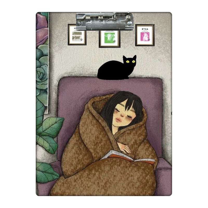 تخته شاسی طرح دختر سرمایی و کتابخوانی کد  6319349 سایز A4