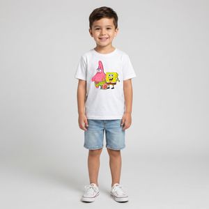 تی‌شرت آستین کوتاه بچگانه مدل باب اسفنجی و پاتریک کد p2 