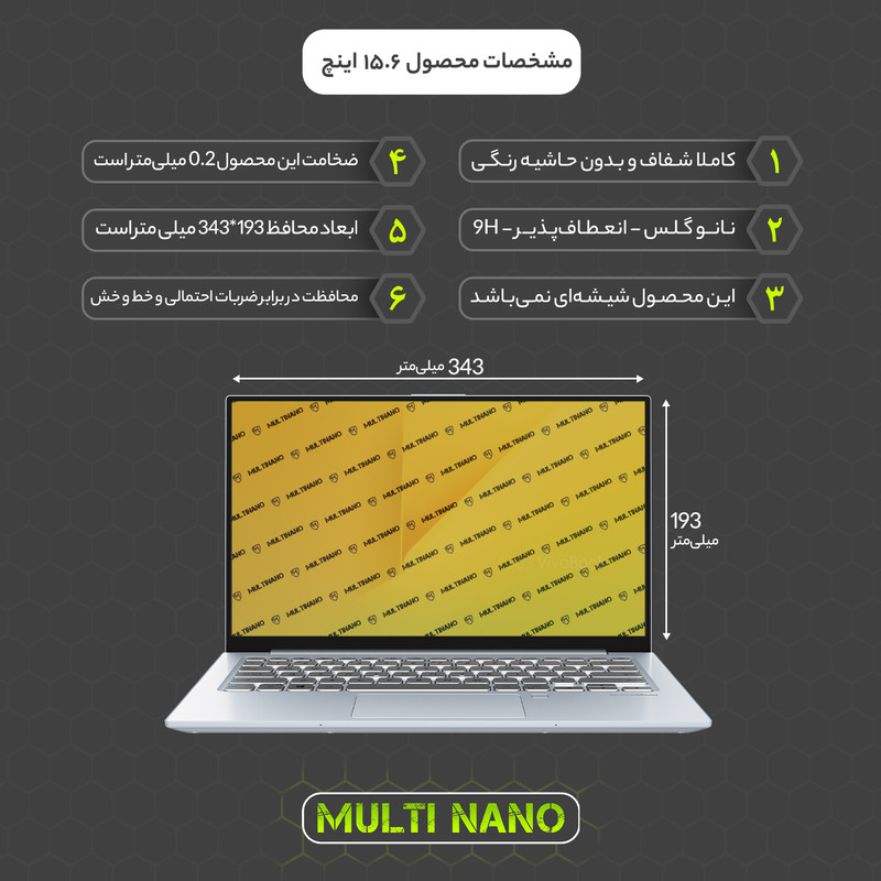 محافظ صفحه نمایش مولتی نانو مدل X-S1N مناسب برای لپ تاپ 15.6 اینچ