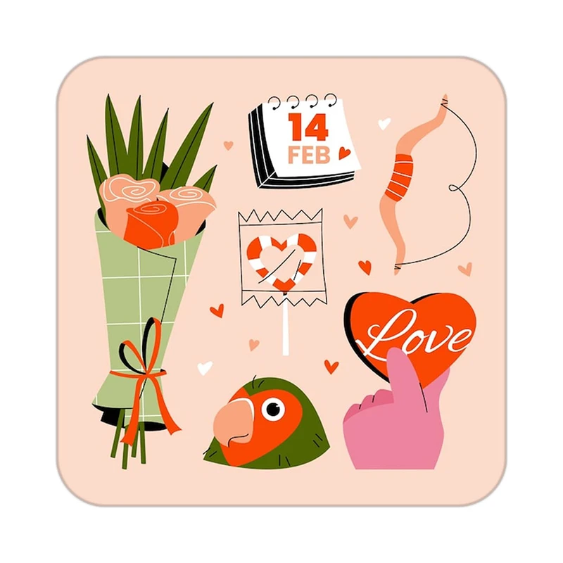 زیر لیوانی کاکتی طرح عاشقانه مدل mp37394