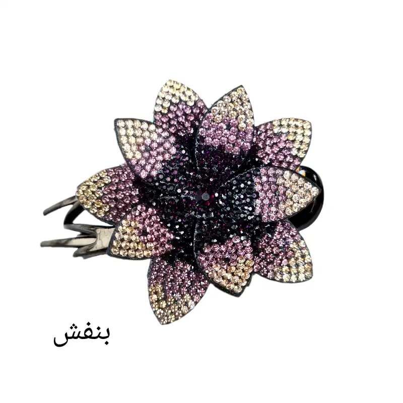 کلیپس مو زنانه مدل شینیون گل نگین دار کد brg 4255