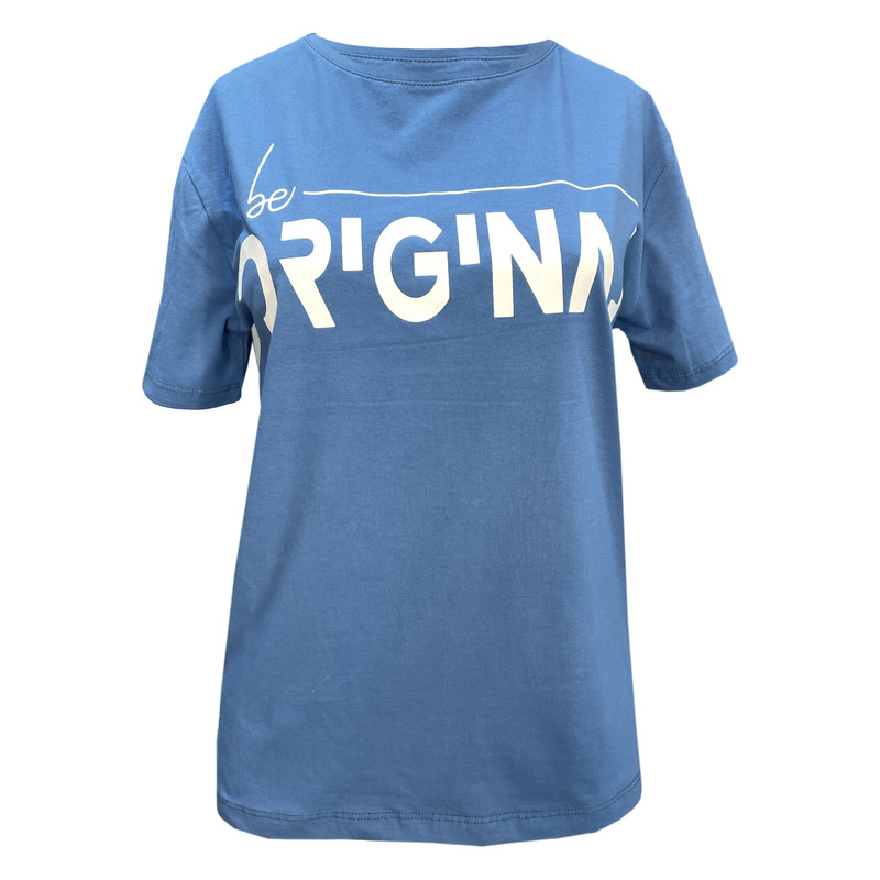 تی شرت آستین کوتاه زنانه مدل اورجینال کد 1447 رنگ آبی