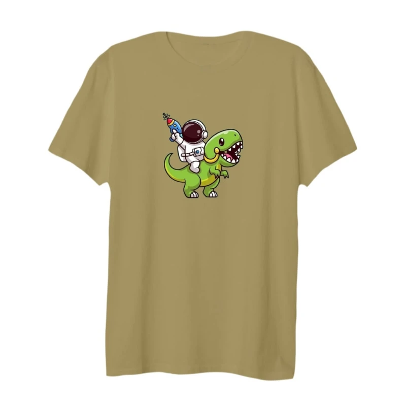 تی شرت لانگ آستین کوتاه زنانه مدل فضانورد و دایناسور