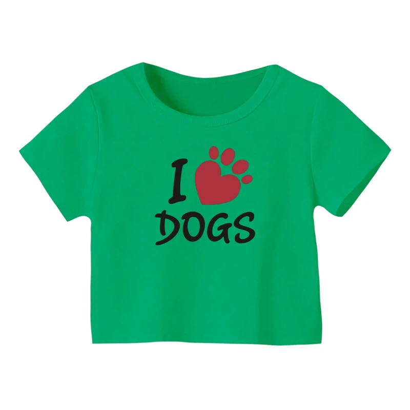 کراپ‌ تی‌شرت آستین کوتاه زنانه مدل سگ کد 06