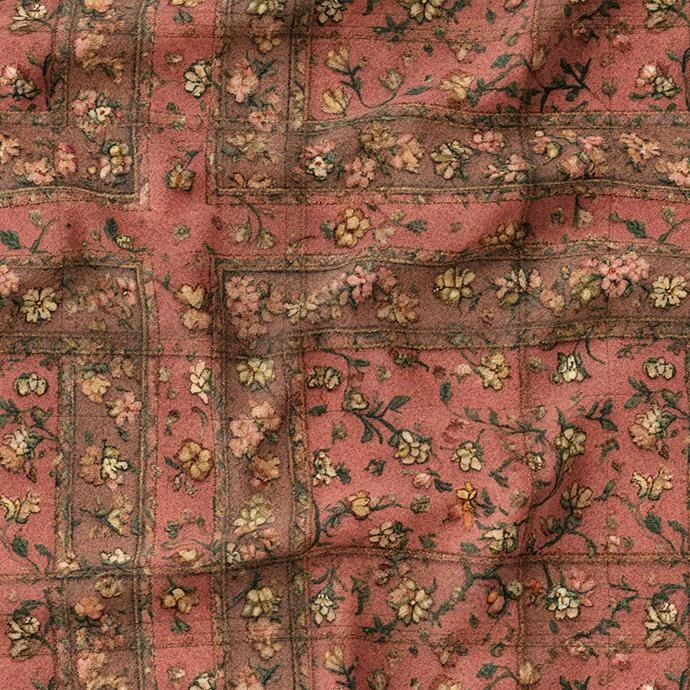 پارچه ملحفه عرض 1.5 متر پارچه باما طرح پنج بعدی فرش ایرانی فاخر کد 5015435 رنگ قرمز