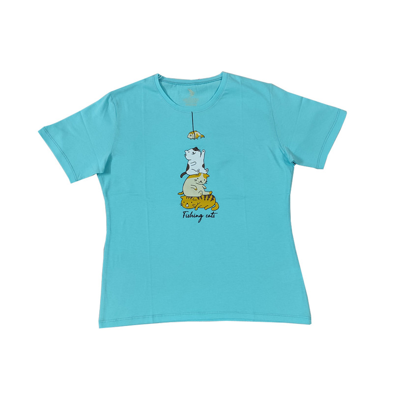تی شرت آستین کوتاه زنانه مدل گربه ماهی کد 04