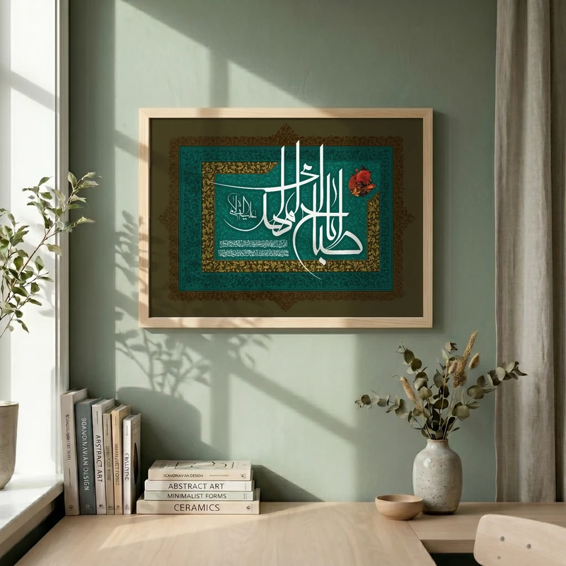 تابلو طرح اباصالح المهدی مدل G13728 فریم کرم روشن