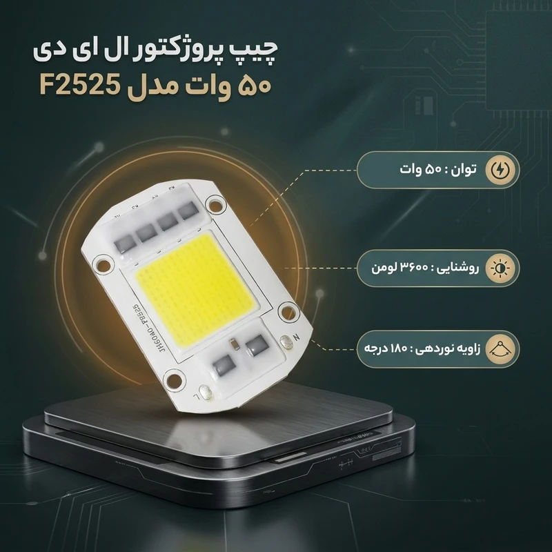 عکس شماره 2 : چیپ پروژکتور ال ای دی ۵۰ وات مدل f2525