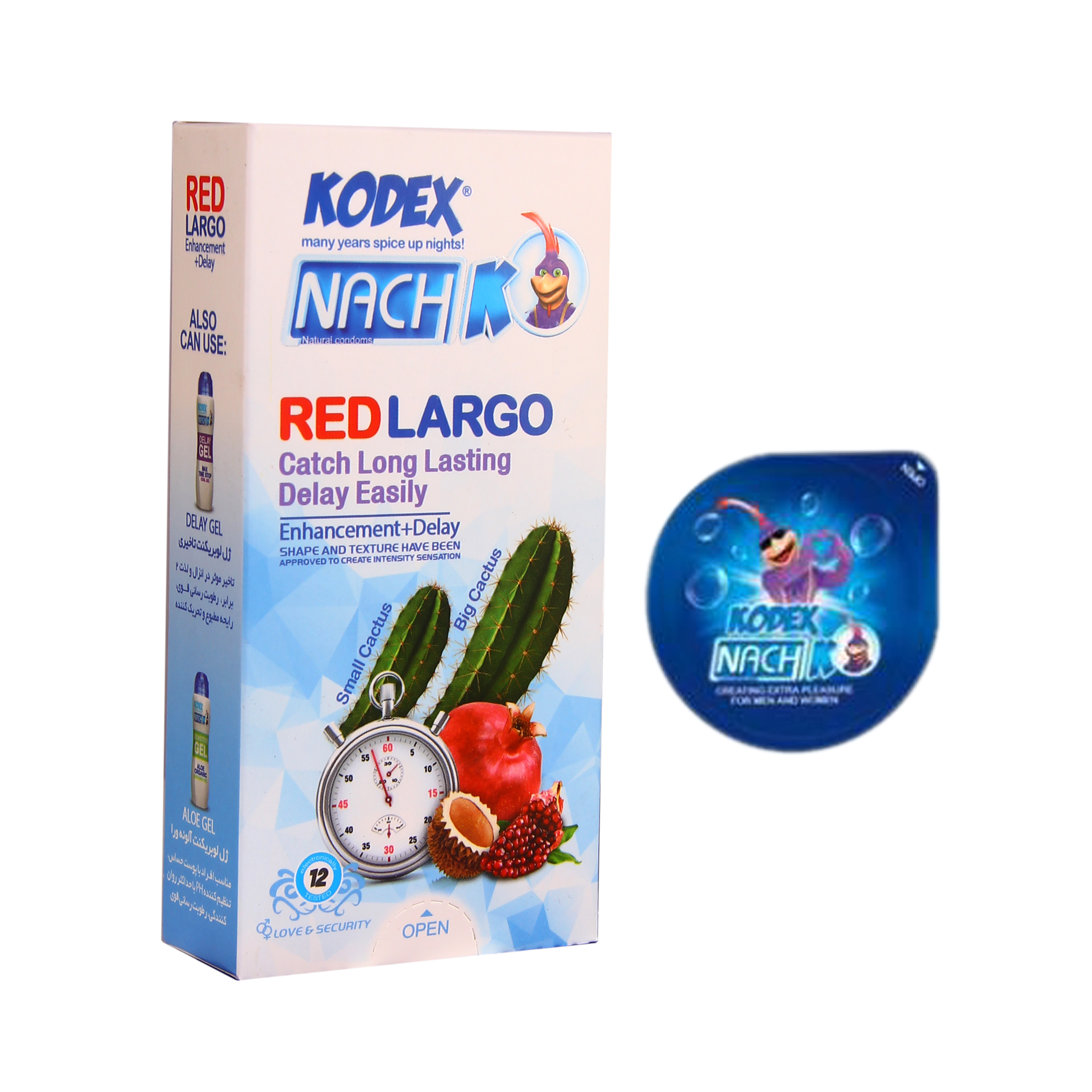 کاندوم ناچ کدکس مدل Red LARGO بسته 12 عددی به همراه کاندوم ناچ کدکس مدل بلیسر