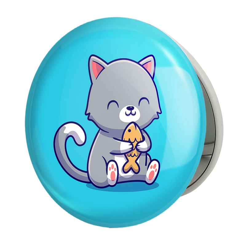 آینه جیبی خندالو طرح حیوانات بامزه گربه مدل تاشو کد 25406 