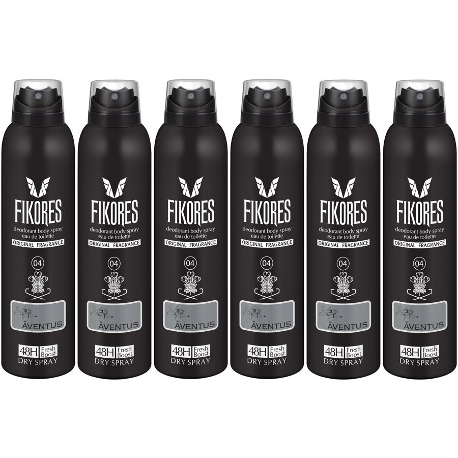 اسپری خوشبو کننده بدن مردانه فیکورس مدل Aventus حجم 200 میلی لیتر مجموعه 6 عددی