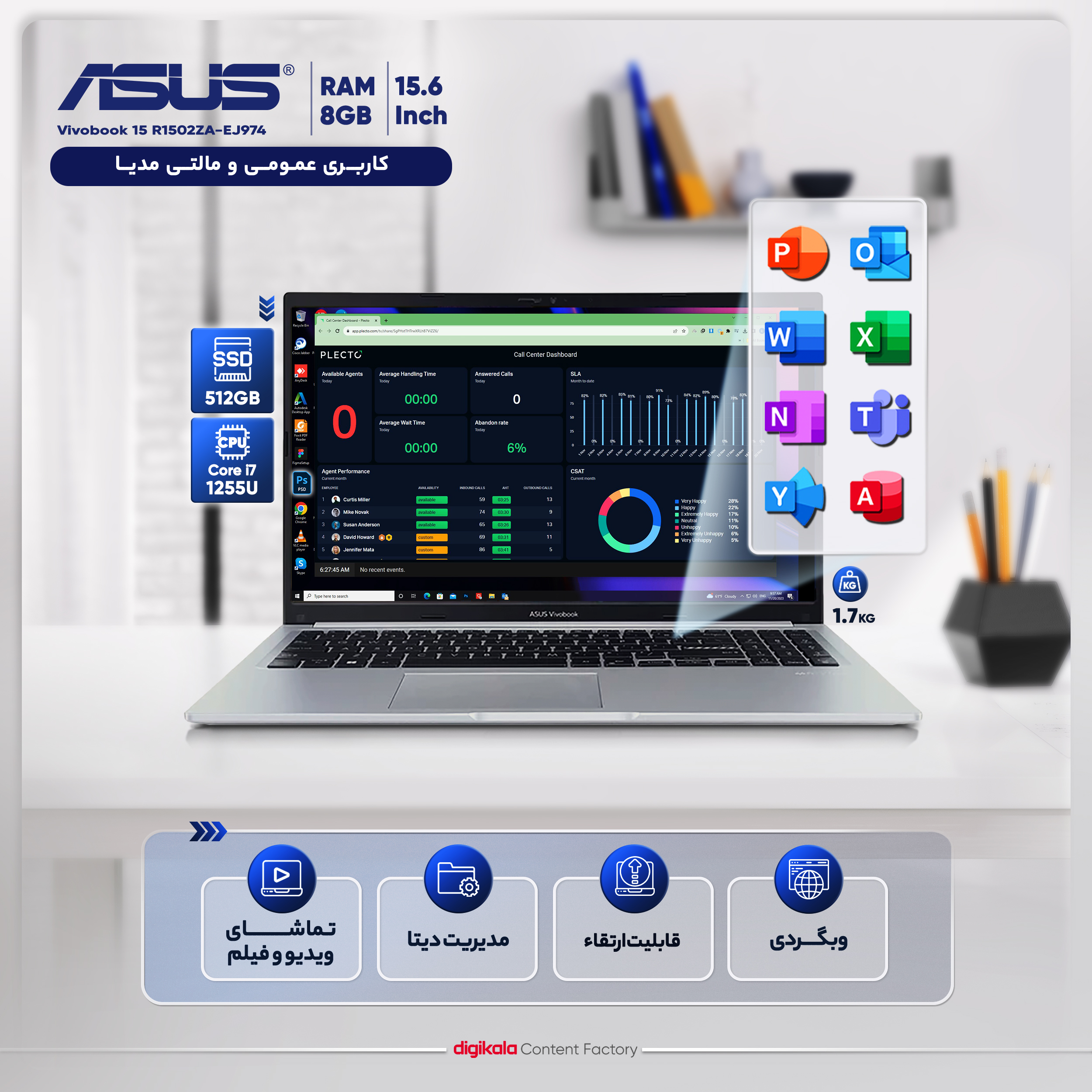 لپ تاپ 15.6 اینچی ایسوس مدل Vivobook 15 R1502ZA-EJ974-i7 1255U 8GB 512SSD