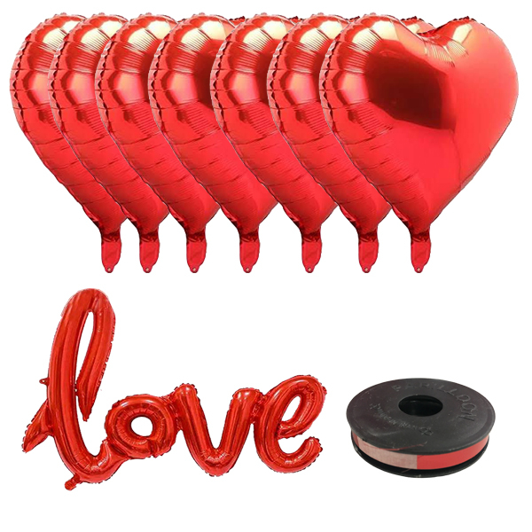 بادکنک فویلی مسترتم طرح قلب و لاو پلاس بسته 8 عددی