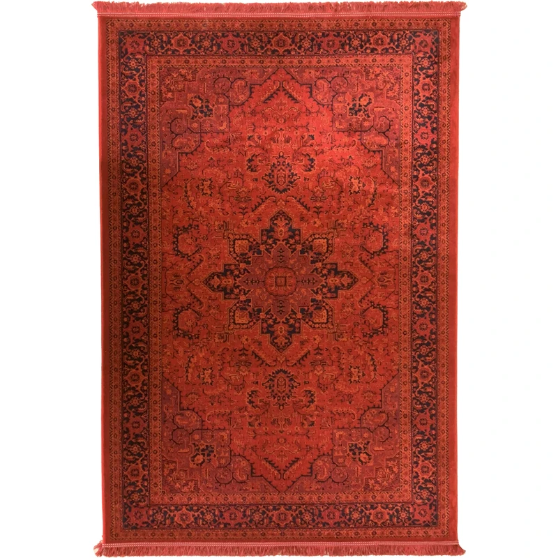 فرش ماشینی 500 شانه لک لک  زمینه لاکی حاشیه لاکی مدل 009