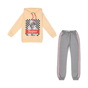 ست هودی و شلوار دخترانه مدل Super رنگ گلبهی