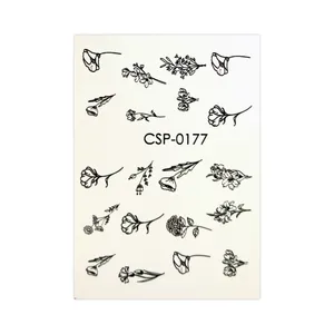 لنز ناخن مدل لاین آرت گل کد177