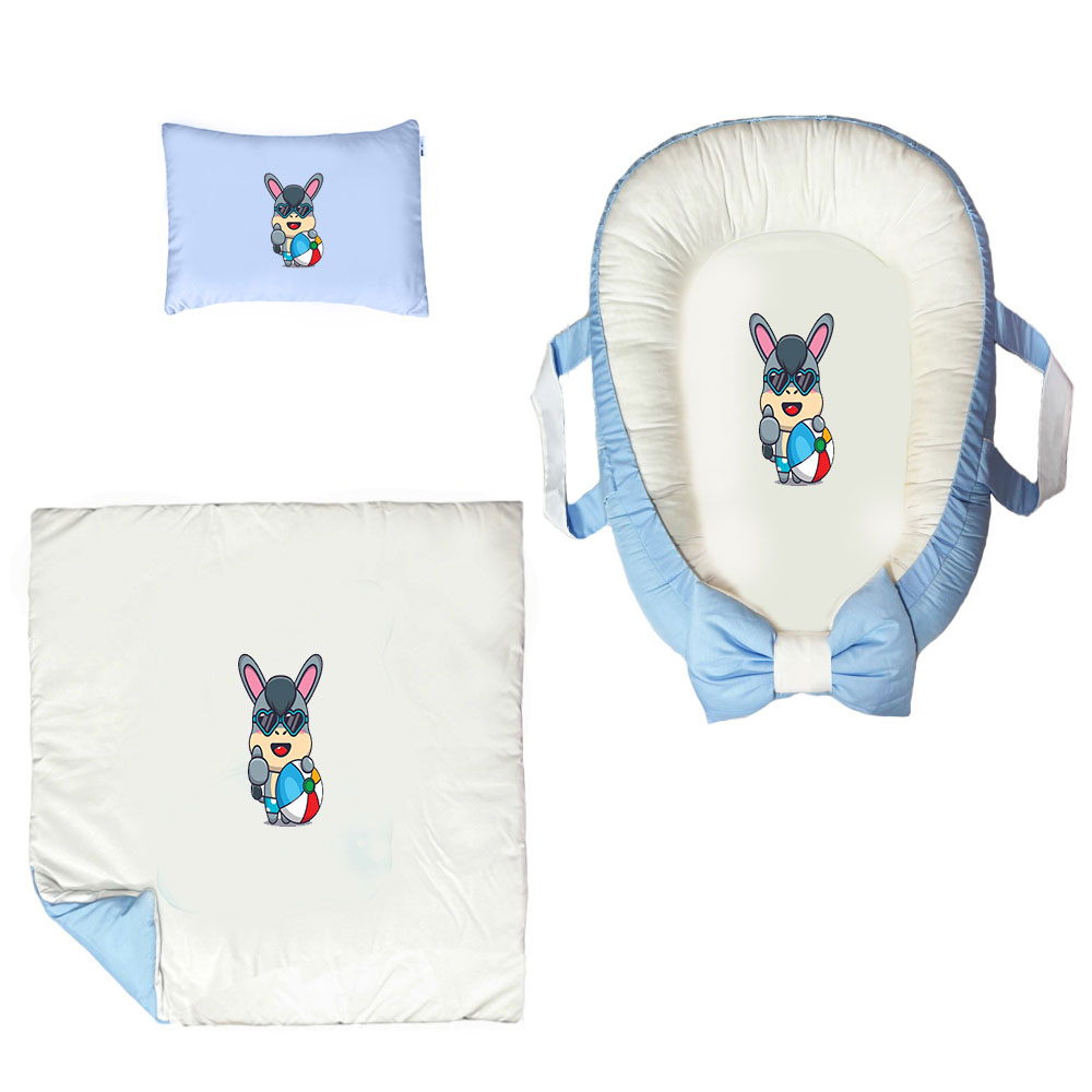 سرویس خواب سه تکه نوزاد ناریکو مدل گارد محافظ دار طرح خر فانتزی کد 0204