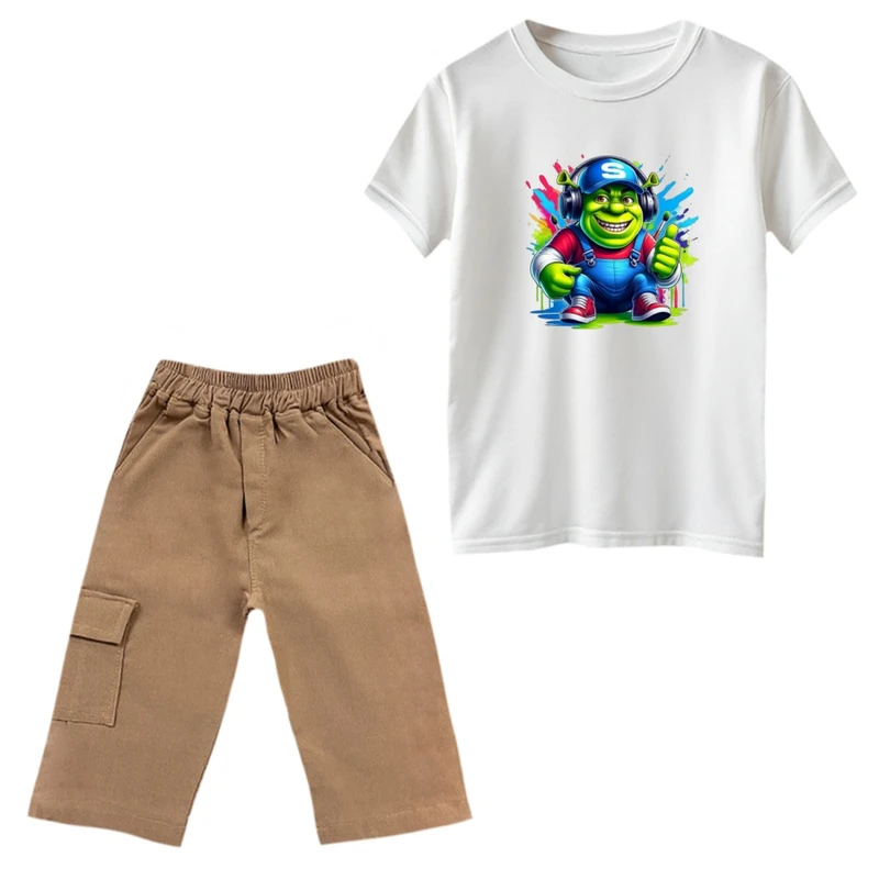 ست تی‌شرت و شلوارک پسرانه مدل شرک