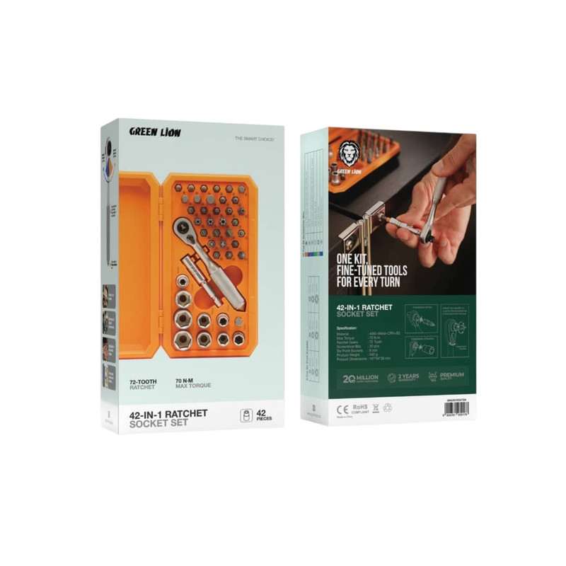 آچار بکس گرین لاین مدل GN42N1RSKTBK مجموعه 42 عددی