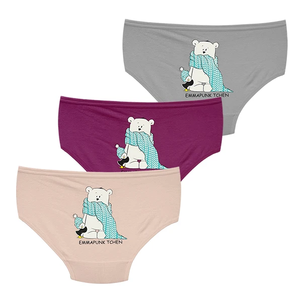 شورت زنانه مدل خرس و پنگوئن کد ZP142.5 مجموعه سه عددی