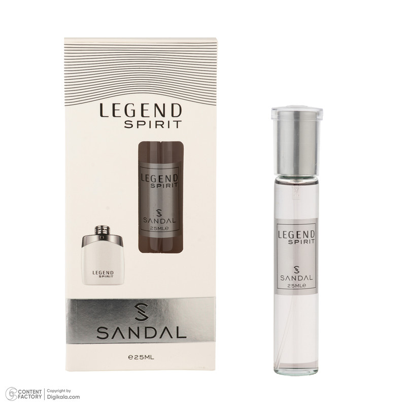عطر جیبی مردانه صندل مدل LEGEND SPIRIT با رایحه شیرین و تند حجم 25 میلی‌لیتر