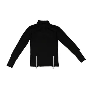 بلوز زنانه آستین بلند مدل زیپ دار فینگردار